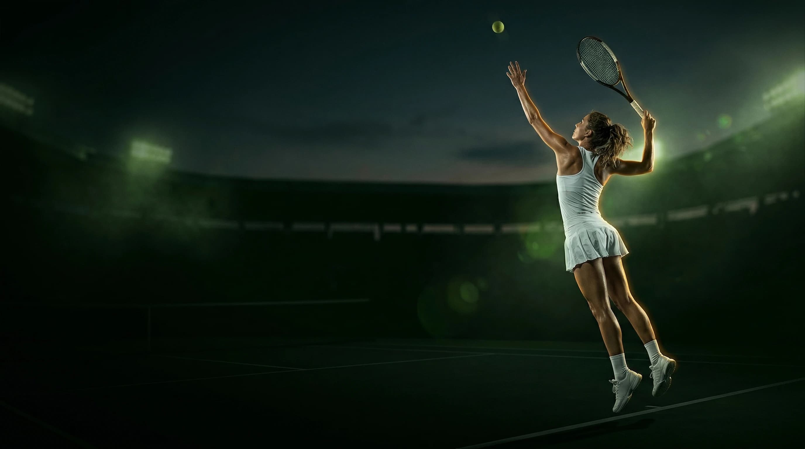 Tennis player serving